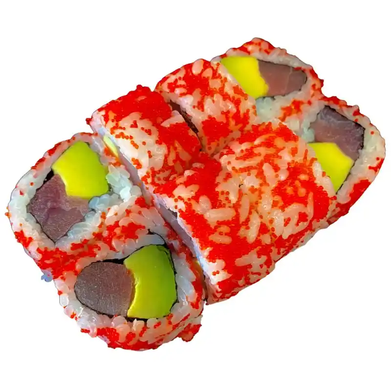 Uramaki Atum Abacate 8 Peças - Rolo com Arroz por Fora ( atum, massago e abacate) 8 peças